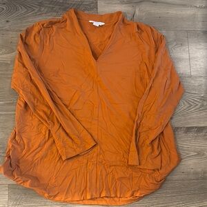 Liz Claiborne Rust V-Neck Blouse